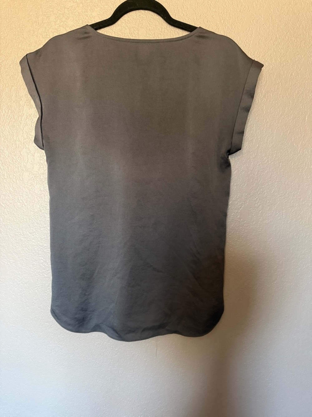 Express Gray Short-Sleeve Blouse with Cross Strap - Picture 3 of 5